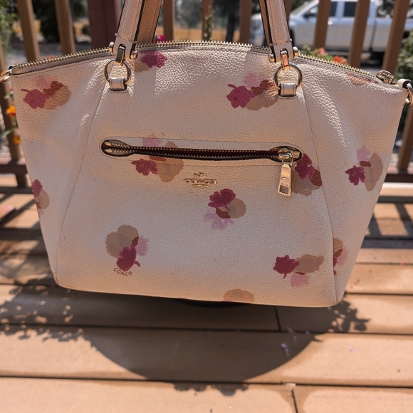 Coach Prarie Satchel Crossbody Bag Leather Floral Print Handbag - Picture 2 of 15